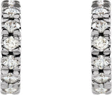 14K Gold Round Lab-Grown Diamond French-Set Hoop Earrings - White Gold - view 4