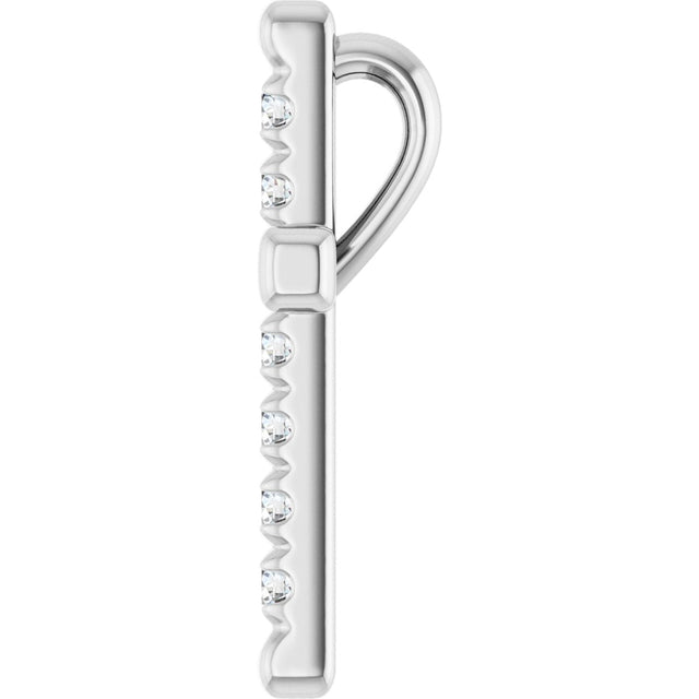 Platinum Round Natural Diamond French-Set Cross Necklace or Pendant - view 6