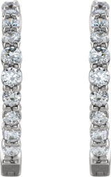 14K Gold Round Lab-Grown Diamond Inside-Outside Hoop Earrings – up to 1/2 CTW - White Gold - view 7