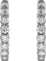 14K Gold Round Lab-Grown Diamond Inside-Outside Hoop Earrings – up to 1/2 CTW - White Gold - view 7