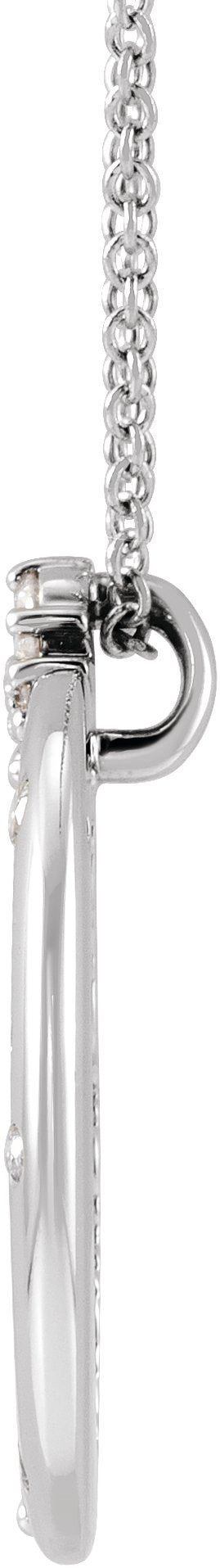 14K Gold Round Lab-Grown Diamond Crescent Moon Necklace or Pendant – 1/4 CTW - White Gold - view 4