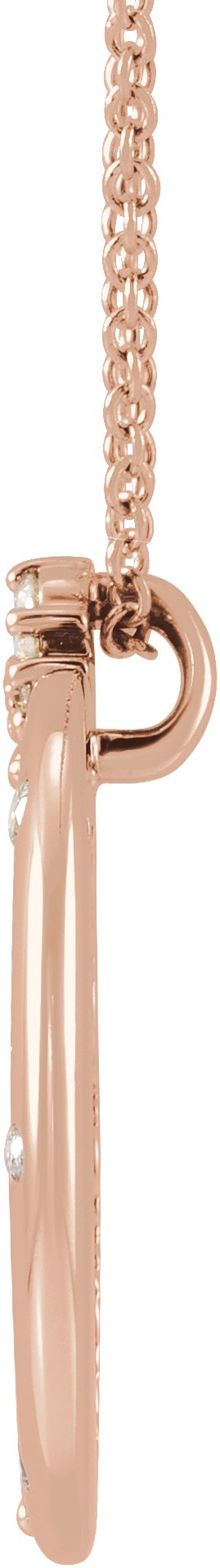 14K Gold Round Lab-Grown Diamond Crescent Moon Necklace or Pendant – 1/4 CTW - Rose Gold - view 4