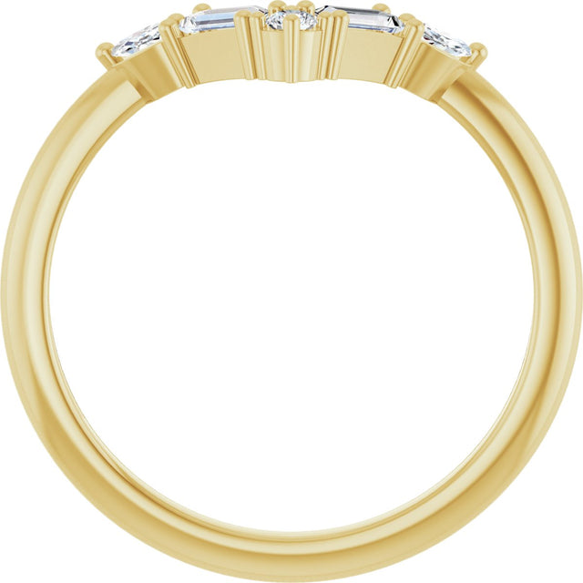 14K Gold Marquise Natural Diamond Accented V Ring II - Yellow Gold - view 7