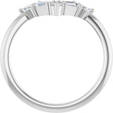 14K Gold Marquise Natural Diamond Accented V Ring II - White Gold - view 7