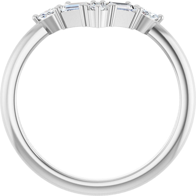 14K Gold Marquise Natural Diamond Accented V Ring II - White Gold - view 7