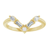 14K Gold Marquise Natural Diamond Accented V Ring II - Yellow Gold - view 8