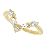 14K Gold Marquise Lab-Grown Diamond Accented V Ring - Yellow Gold - view 10