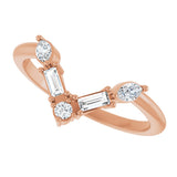 14K Gold Marquise Natural Diamond Accented V Ring II - Rose Gold - view 10