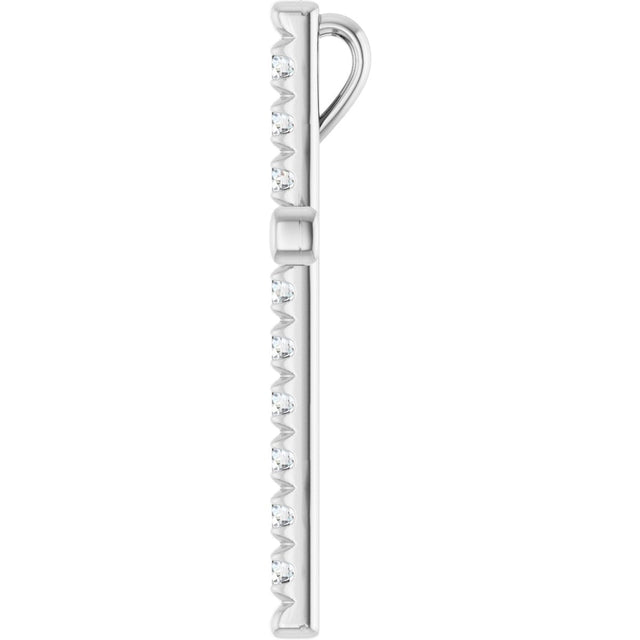 14K Gold Round Natural Diamond French-Set Cross Necklace or Pendant - White Gold - view 6