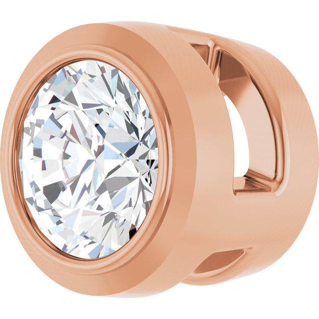 14K Gold Natural Diamond Round Bezel-Set Slide Pendant - Rose Gold - view 5