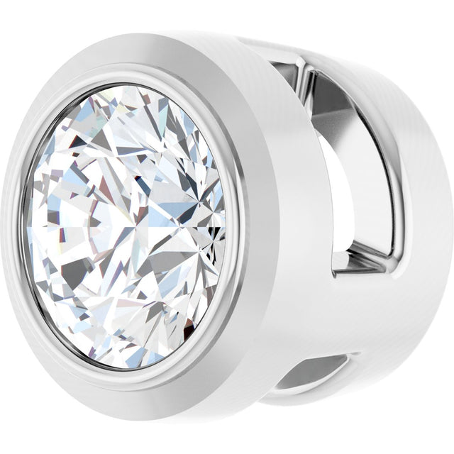 14K Gold Lab-Grown Diamond Round Bezel-Set Slide Pendant - White Gold - view 5