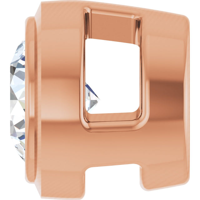 14K Gold Natural Diamond Round Bezel-Set Slide Pendant - Rose Gold - view 6