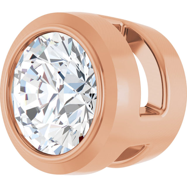 14K Gold Natural Diamond Round Bezel-Set Slide Pendant - Rose Gold - view 5