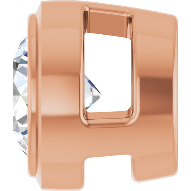 14K Gold Natural Diamond Round Bezel-Set Slide Pendant - Rose Gold - view 6