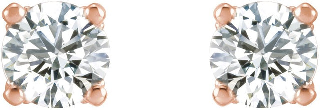 14K Gold Lab-Grown Diamond Round 4-Prong Stud Earrings - Rose Gold - view 4