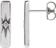 Platinum Round Natural White Sapphire Accented Bar Earrings
