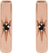 14K Gold Round Natural Black Onyx Accented Bar Earrings - Rose Gold - view 2