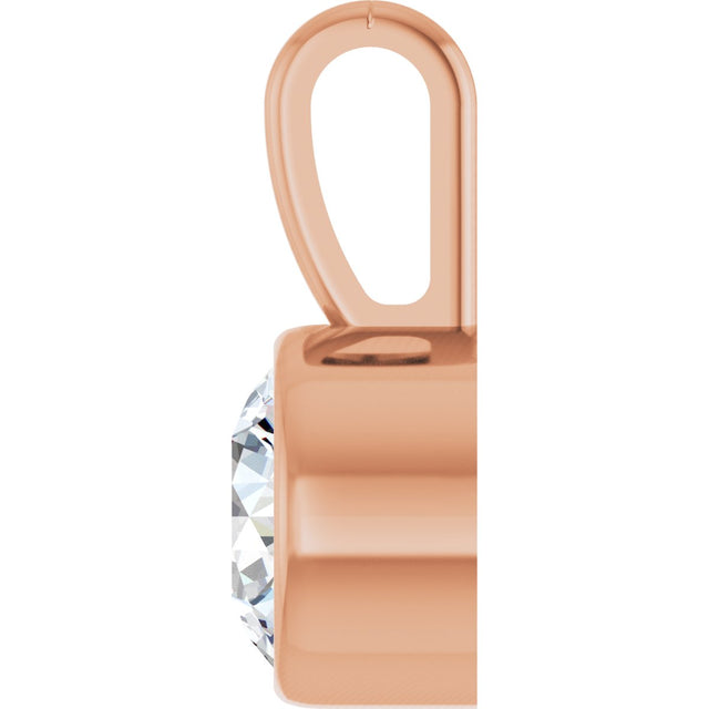 14K Gold Round Natural Diamond Bezel-Set Solitaire Necklace or Pendant – up to 0.06 CTW - Rose Gold - view 6