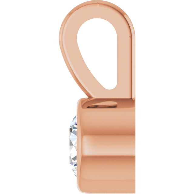 14K Gold Round Natural Diamond Bezel-Set Solitaire Necklace or Pendant – up to 0.06 CTW - Rose Gold - view 6