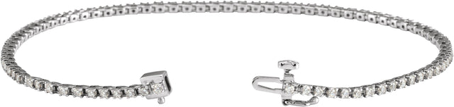 14K Gold Round Natural Diamond Line Bracelet – 1.4-3.1mm Stones - White Gold - view 6