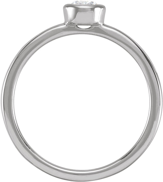 14K Gold Round Lab-Grown Diamond Bezel-Set Ring - White Gold - view 2