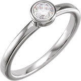 14K Gold Round Lab-Grown Diamond Bezel-Set Ring - White Gold