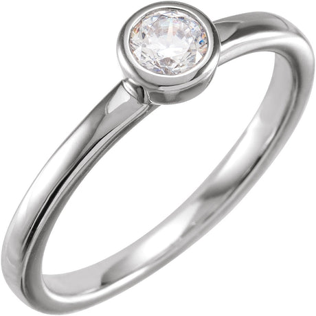 14K Gold Round Lab-Grown Diamond Bezel-Set Ring - White Gold