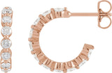 14K Gold Round Lab-Grown Diamond Accented Hoop Earrings – 2.2-3mm Stones - Rose Gold - view 2