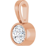 14K Gold Round Natural Diamond Bezel-Set Solitaire Necklace or Pendant – up to 0.06 CTW - Rose Gold - view 6
