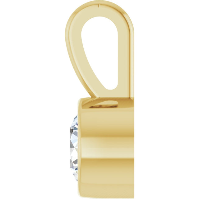 14K Gold Round Natural Diamond Bezel-Set Solitaire Necklace or Pendant – up to 0.06 CTW - Yellow Gold - view 6