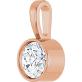 14K Gold Round Lab-Grown Diamond Bezel-Set Solitaire Necklace or Pendant - Rose Gold - view 6