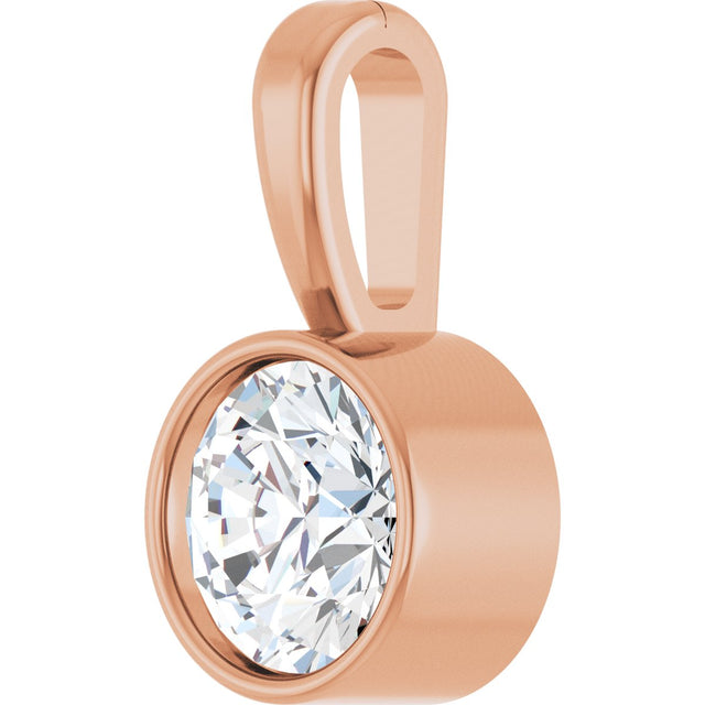 14K Gold Round Natural Diamond Bezel-Set Solitaire Necklace or Pendant – up to 0.06 CTW - Rose Gold - view 5