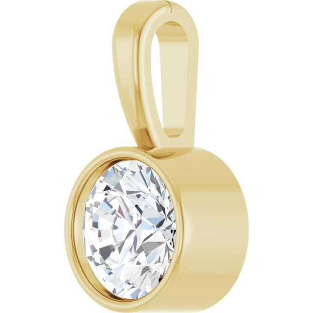 14K Gold Round Lab-Grown Diamond Bezel-Set Solitaire Necklace or Pendant - Yellow Gold - view 5