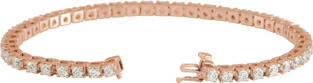14K Gold Round Natural Diamond Line Bracelet – 1.4-3.1mm Stones - Rose Gold - view 6