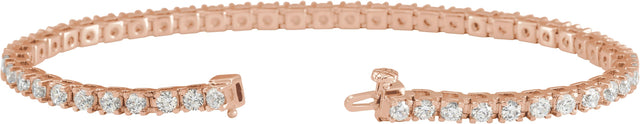 14K Gold Round Natural Diamond Line Bracelet – 1.4-3.1mm Stones - Rose Gold - view 5