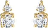 14K Gold Round Lab-Grown Diamond Earrings – 3.5-4.5mm Stones - Yellow Gold - view 2