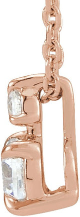 14K Gold Round Lab-Grown Diamond Accented Claw-Prong Necklace - Rose Gold - view 2