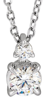 14K Gold Round Lab-Grown Diamond Accented Claw-Prong Necklace - White Gold