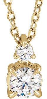 14K Gold Round Lab-Grown Diamond Accented Claw-Prong Necklace - Yellow Gold