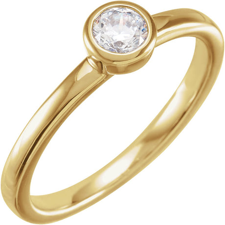 14K Gold Round Lab-Grown Diamond Bezel-Set Ring - Yellow Gold