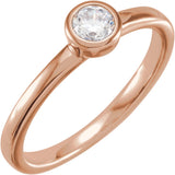 14K Gold Round Lab-Grown Diamond Bezel-Set Ring - Rose Gold