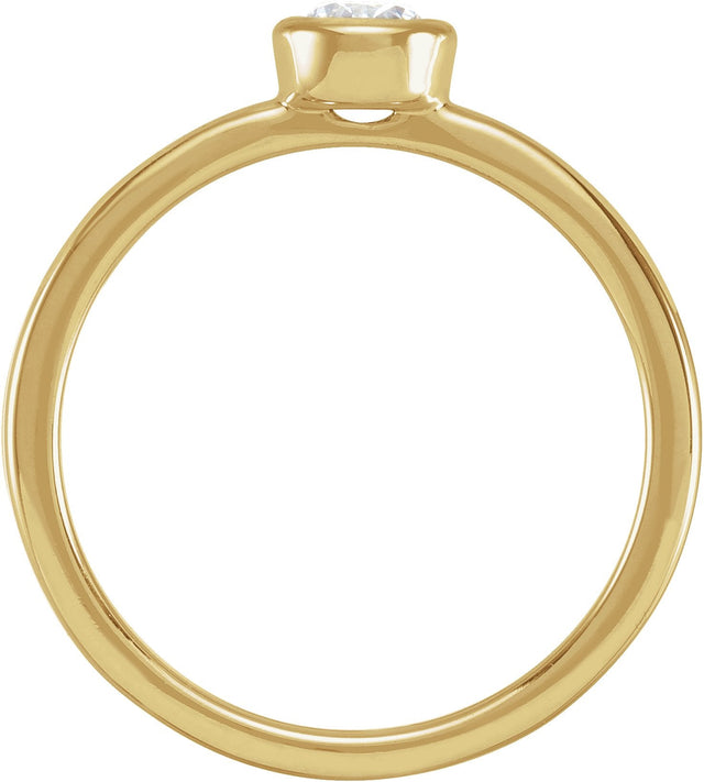 14K Gold Round Lab-Grown Diamond Bezel-Set Ring - Yellow Gold - view 2