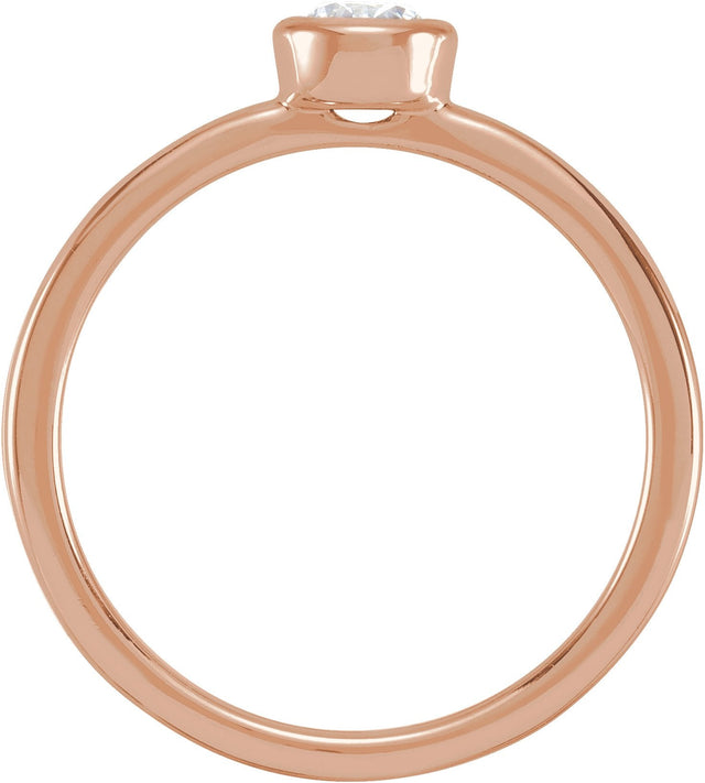 14K Gold Round Lab-Grown Diamond Bezel-Set Ring - Rose Gold - view 2