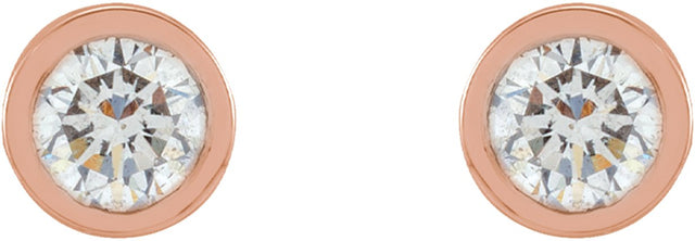14K Gold Lab-Grown Diamond Round Micro Bezel-Set Stud Earrings - Rose Gold - view 5
