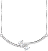 14K Gold Round Lab-Grown Diamond Two-Stone Necklace - White Gold