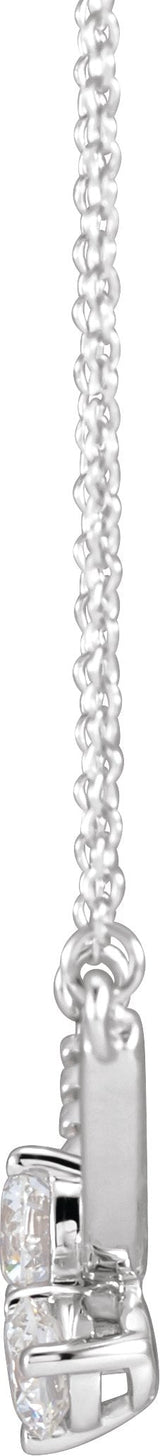 14K Gold Round Lab-Grown Diamond Two-Stone Necklace - White Gold - view 2