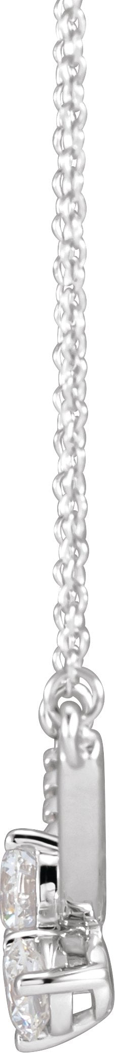 14K Gold Round Lab-Grown Diamond Two-Stone Necklace - White Gold - view 2
