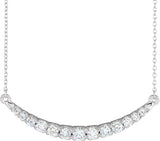 14K Gold Round Lab-Grown Diamond Bar Necklace – 3/4 CTW - White Gold