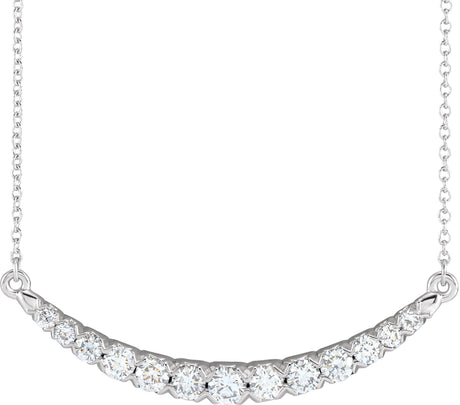 14K Gold Round Lab-Grown Diamond Bar Necklace – 3/4 CTW - White Gold
