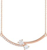 14K Gold Round Lab-Grown Diamond Two-Stone Necklace - Rose Gold